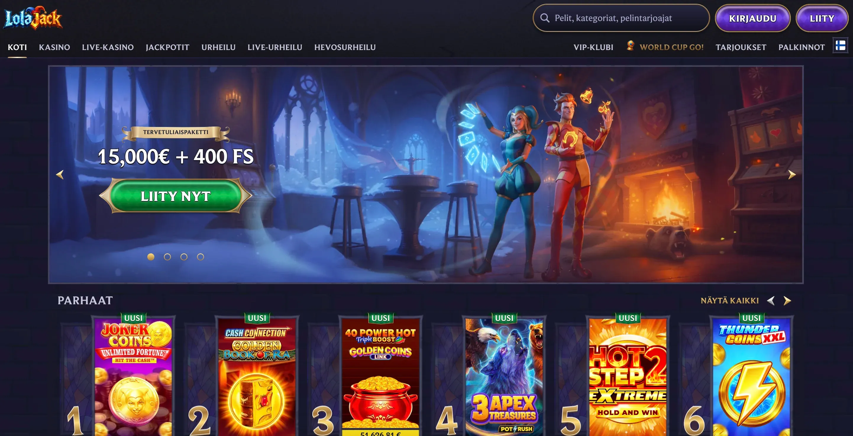 LolaJack casino kotisivu